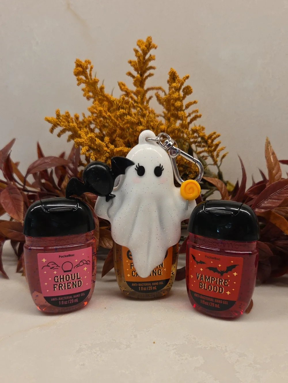 B&BW 2 Halloween Hand Sanitizer Holders with Set Of 6 Pocket Hand Sanitizers